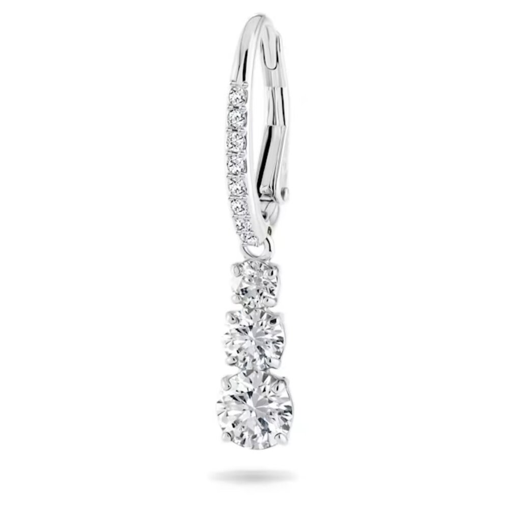 Swarovski Stilla Attract hoop earrings Round cut, White, Rhodium plated - Picture 6 of 11